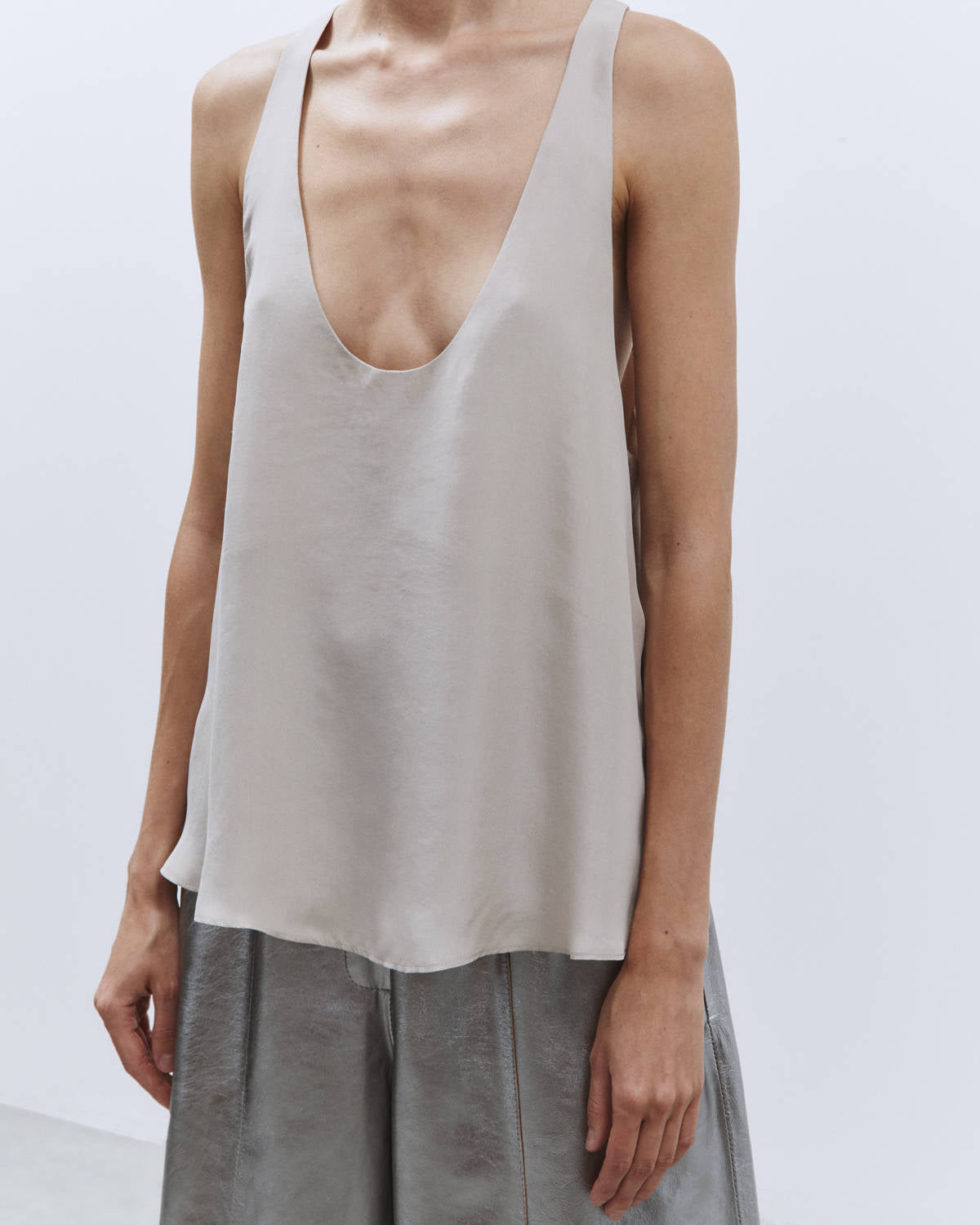 ENZYMATED SILK TANK TOP BLOUSE