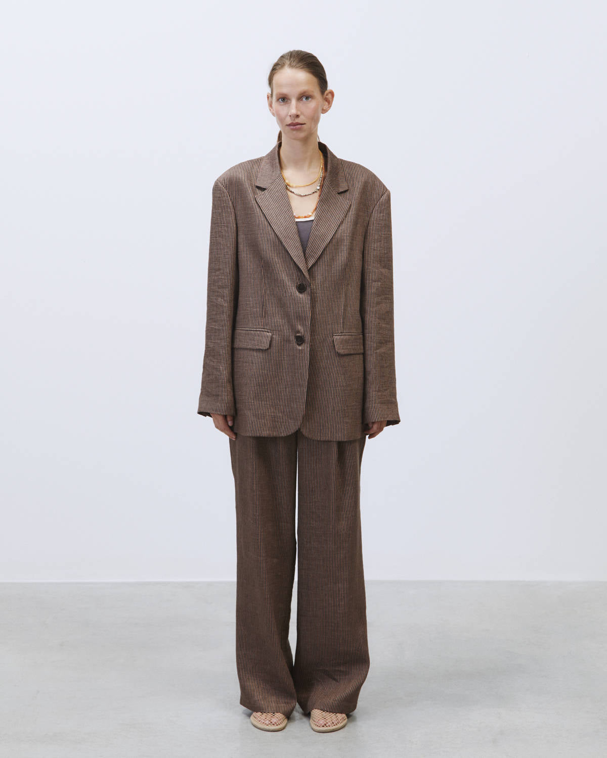 SINGLE BREASTED BLAZER MICRO STRIPE Choco