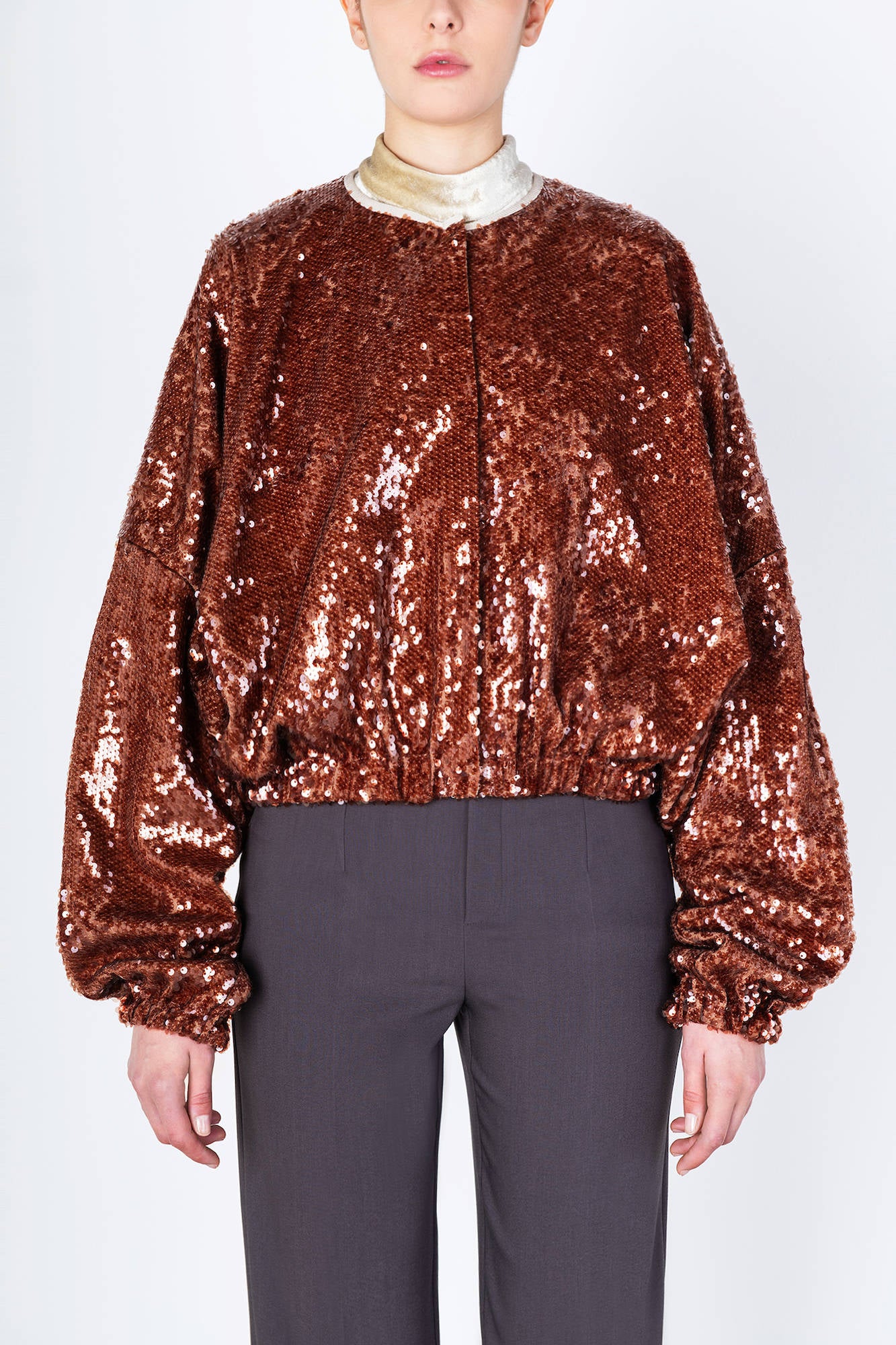 CINNAMON SEQUIN BOMBER