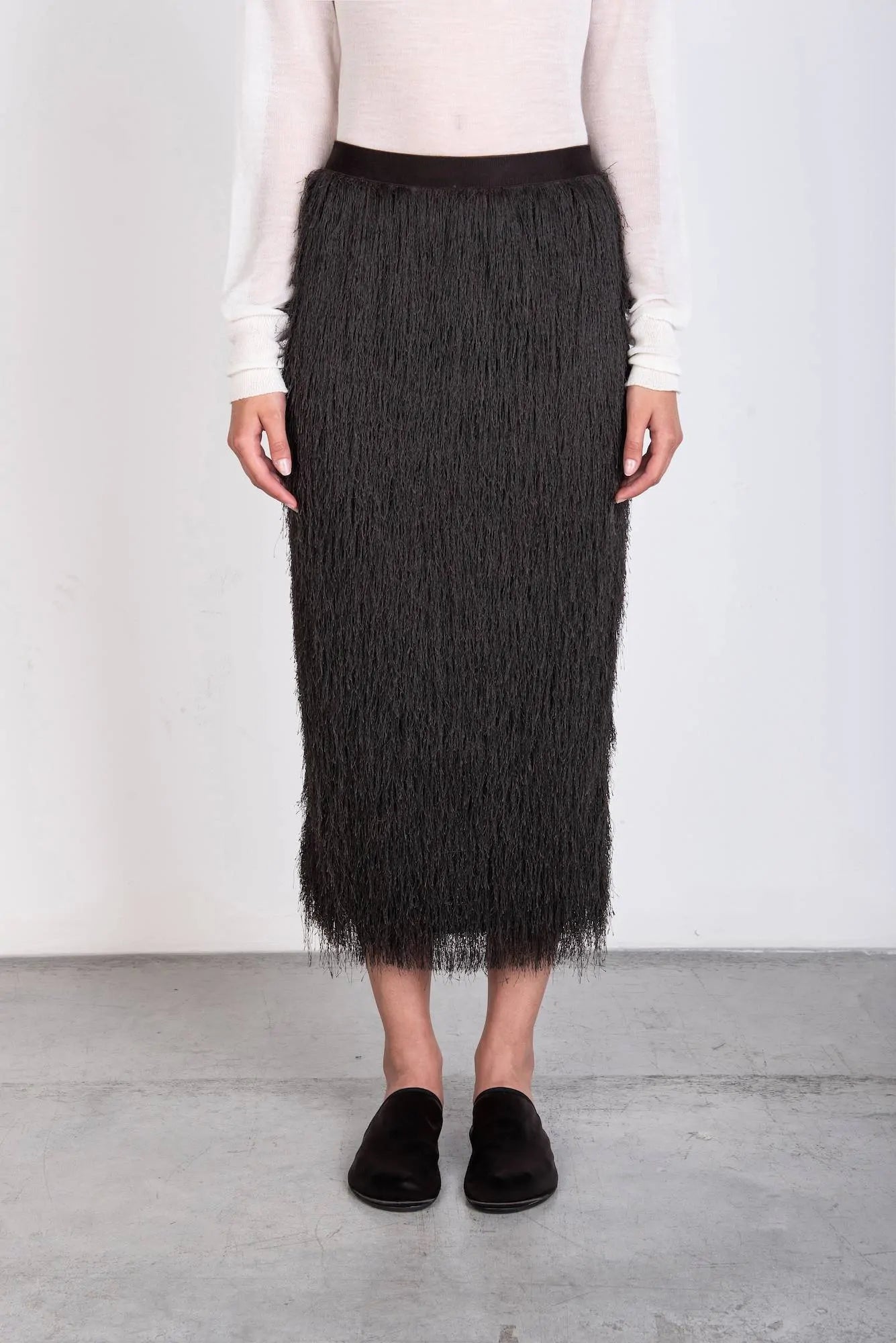 MIDI FRINGED SKIRT