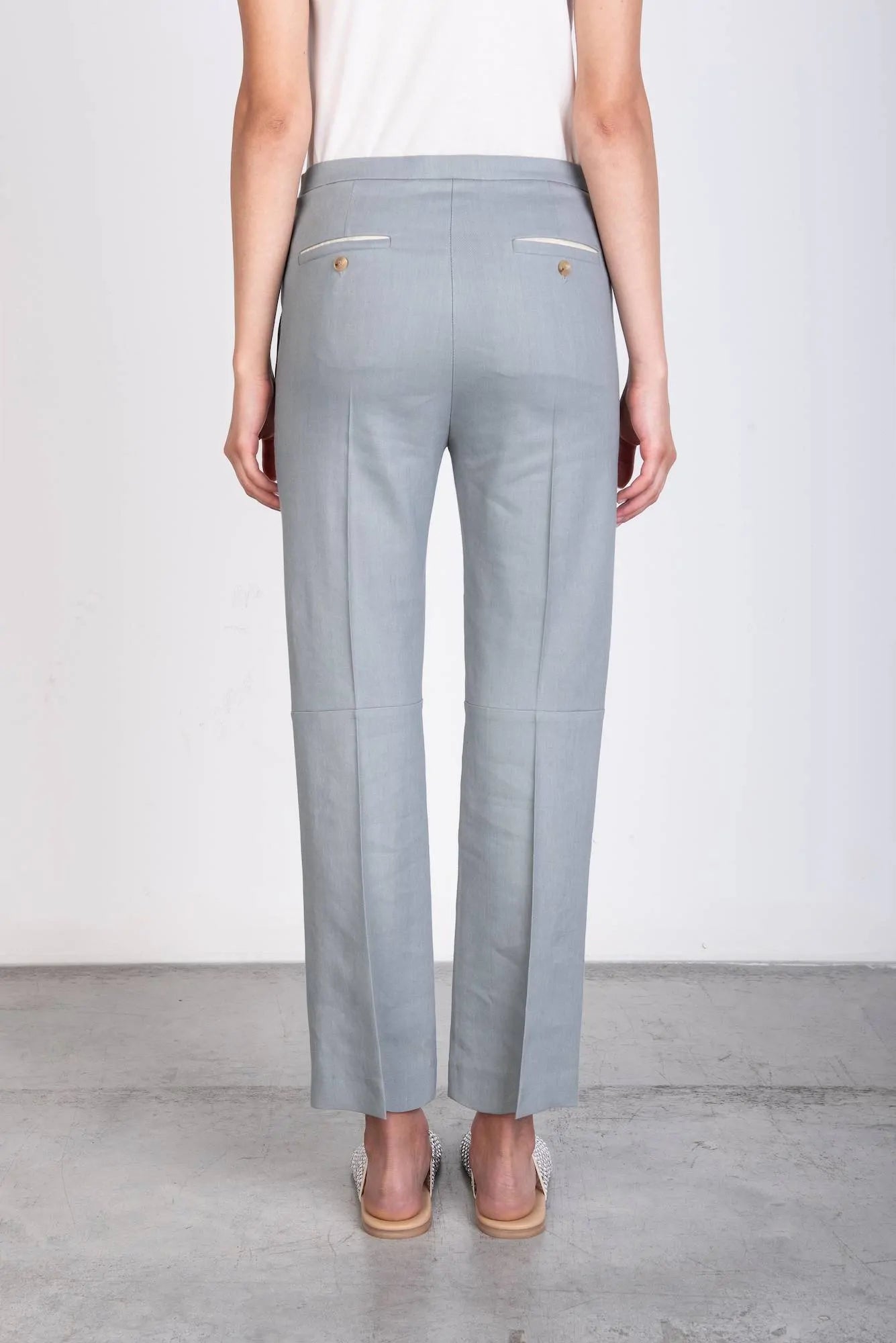STRETCH LINEN SLIM TROUSERS