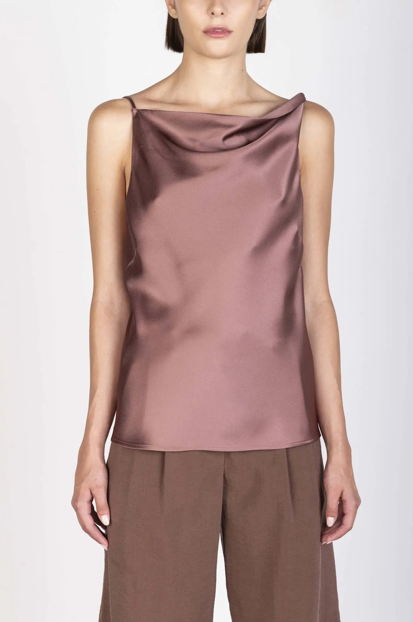 DRAPED SATIN TOP