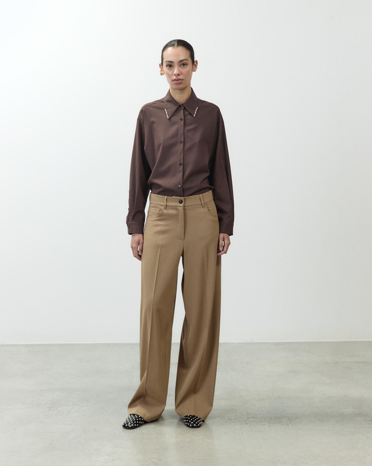 WOOL WIDE-LEG TROUSERS