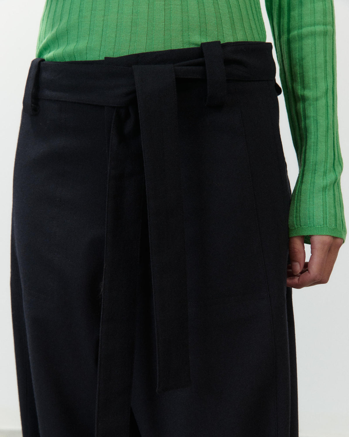 WIDE-LEG FLANNEL TROUSERS