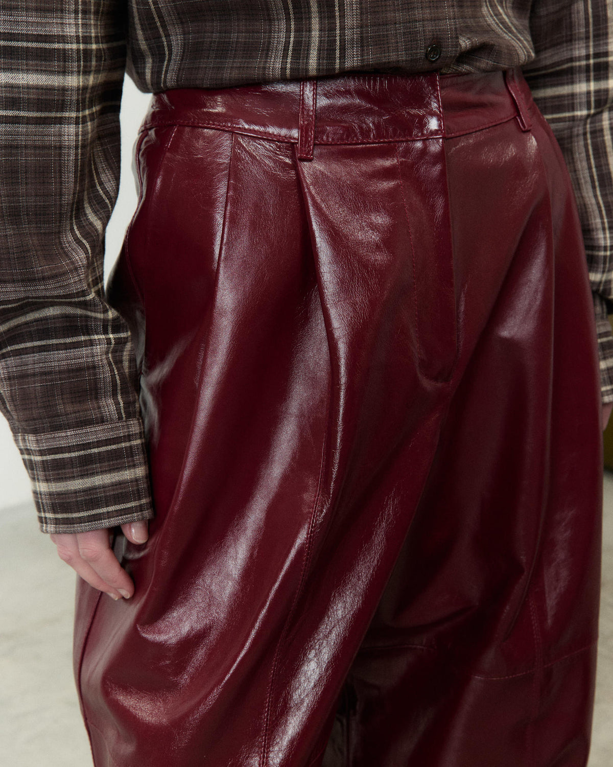 WIDE-LEG LEATHER TROUSERS