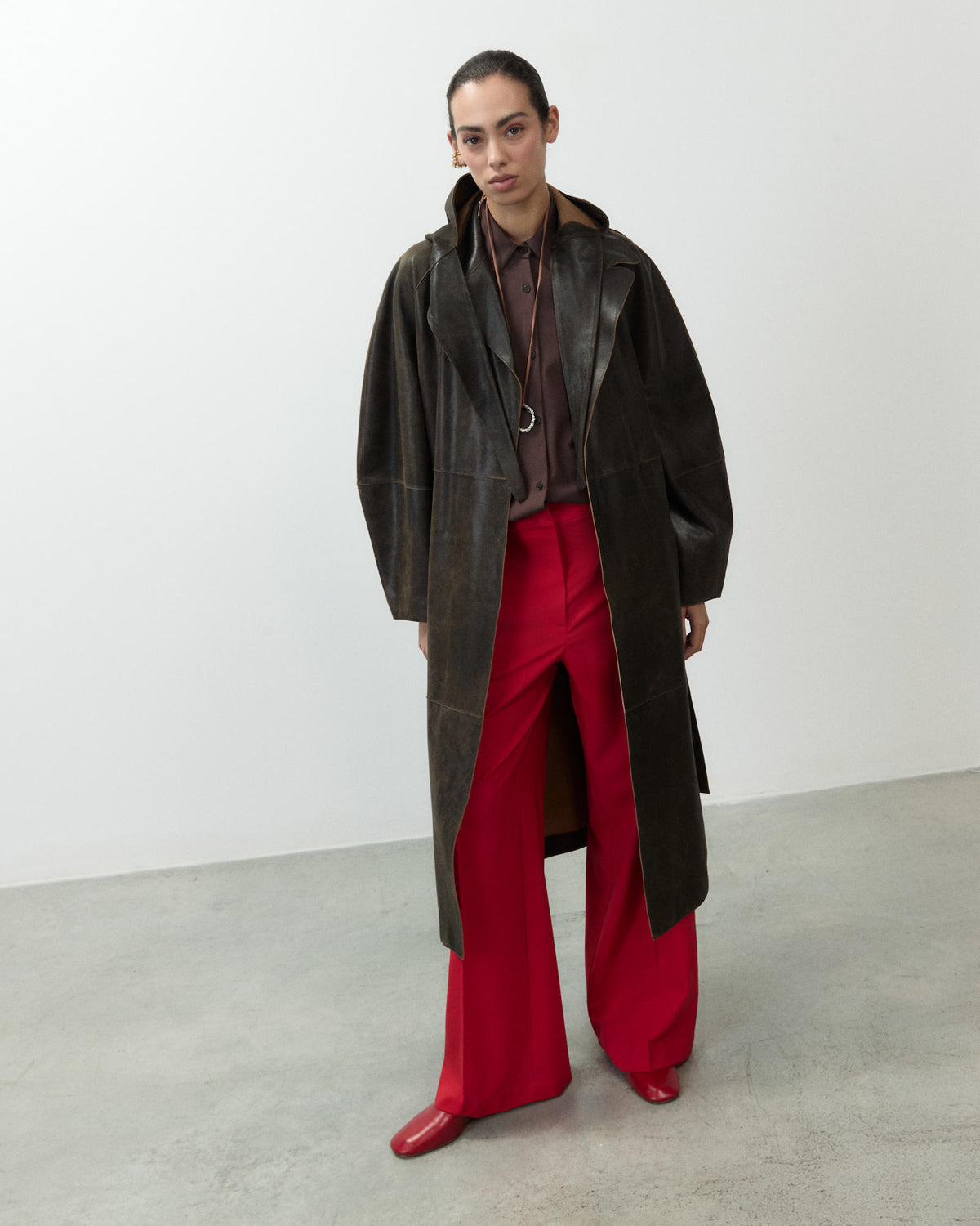 LONG LEATHER COAT