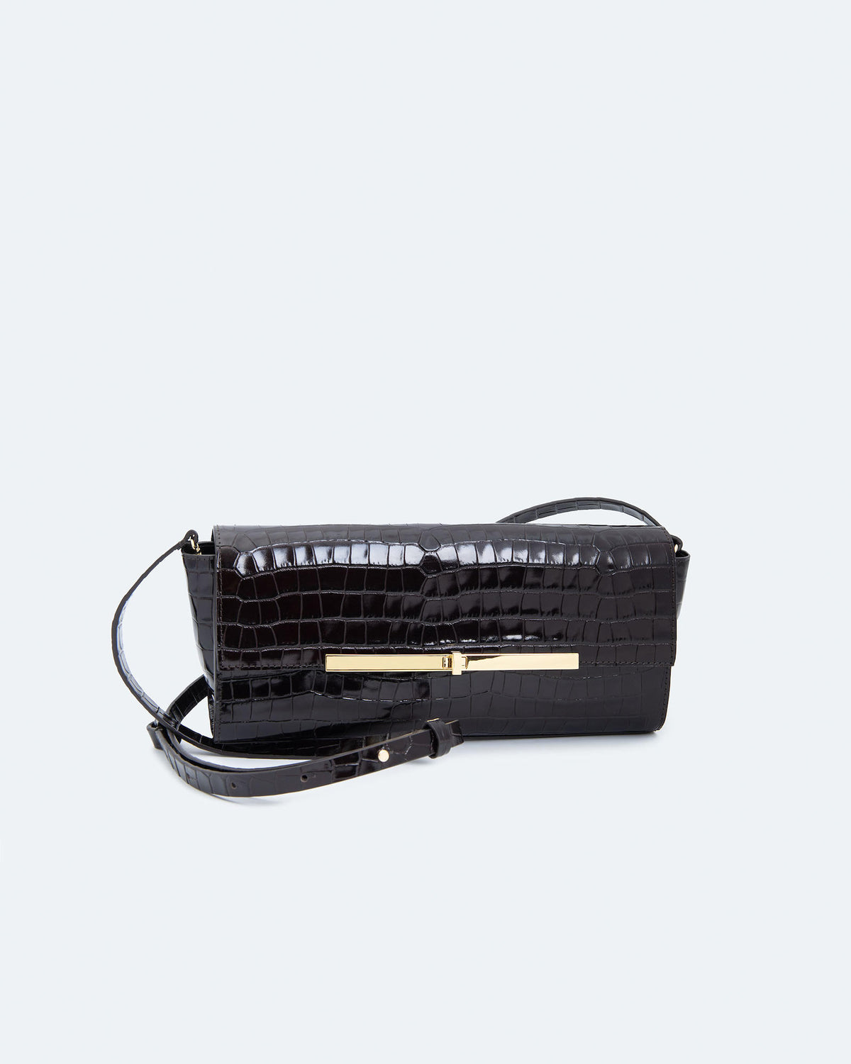 CROCODILE-EFFECT LEATHER CLUTCH BAG