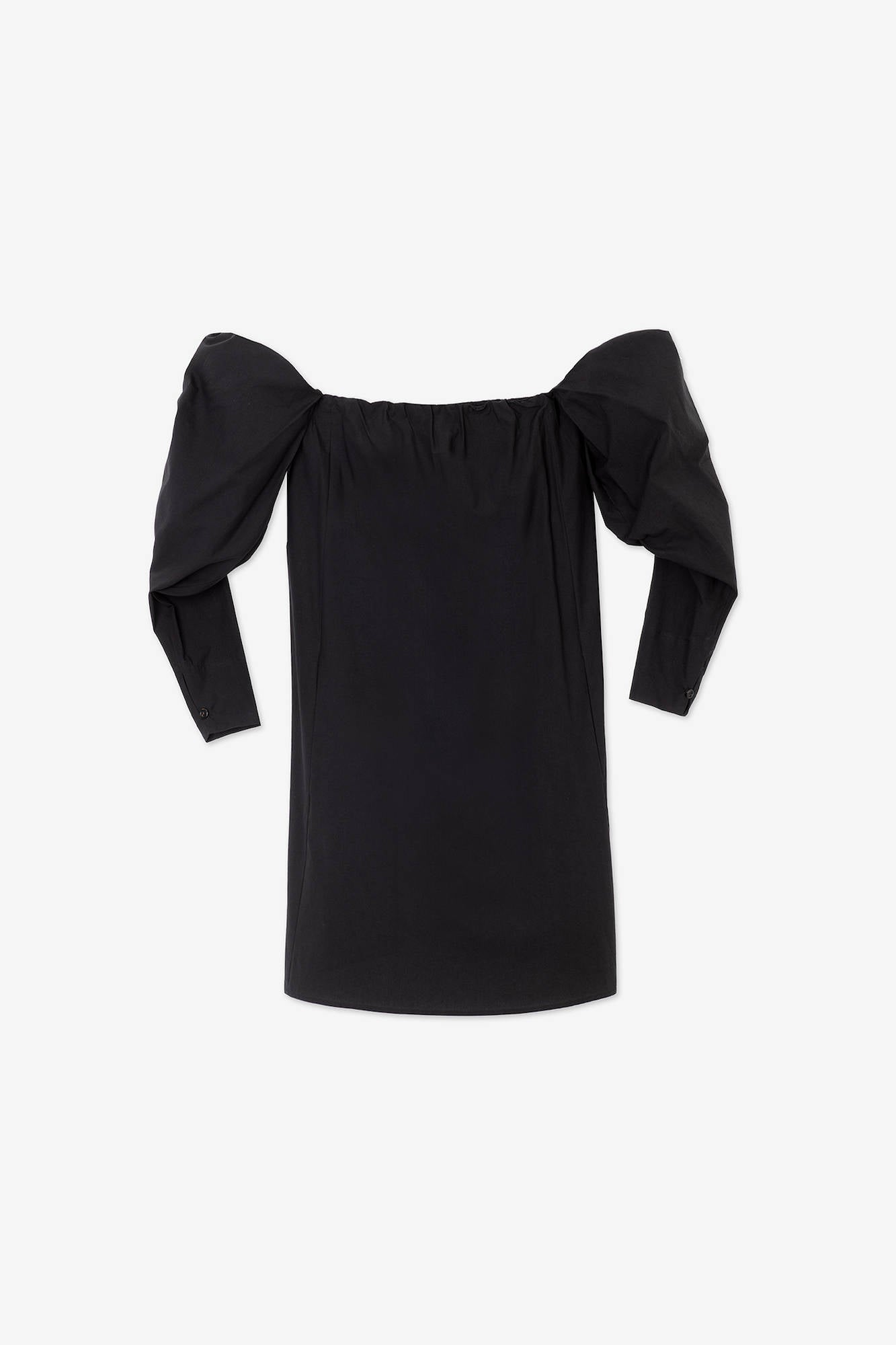 POPLIN MINI DRESS WITH OFF THE SHOULDER