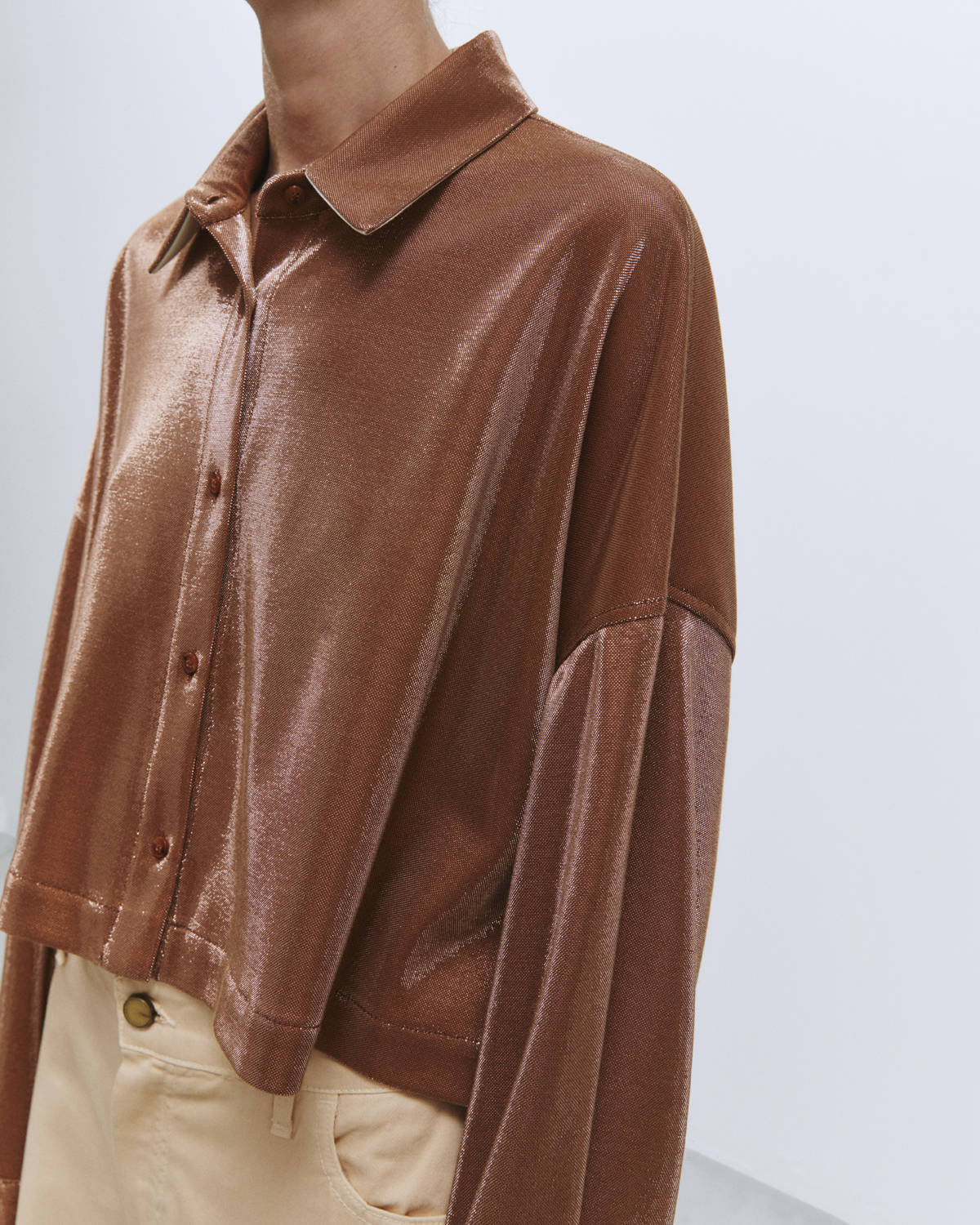 BOXY GLITTERY SHIRT Copper