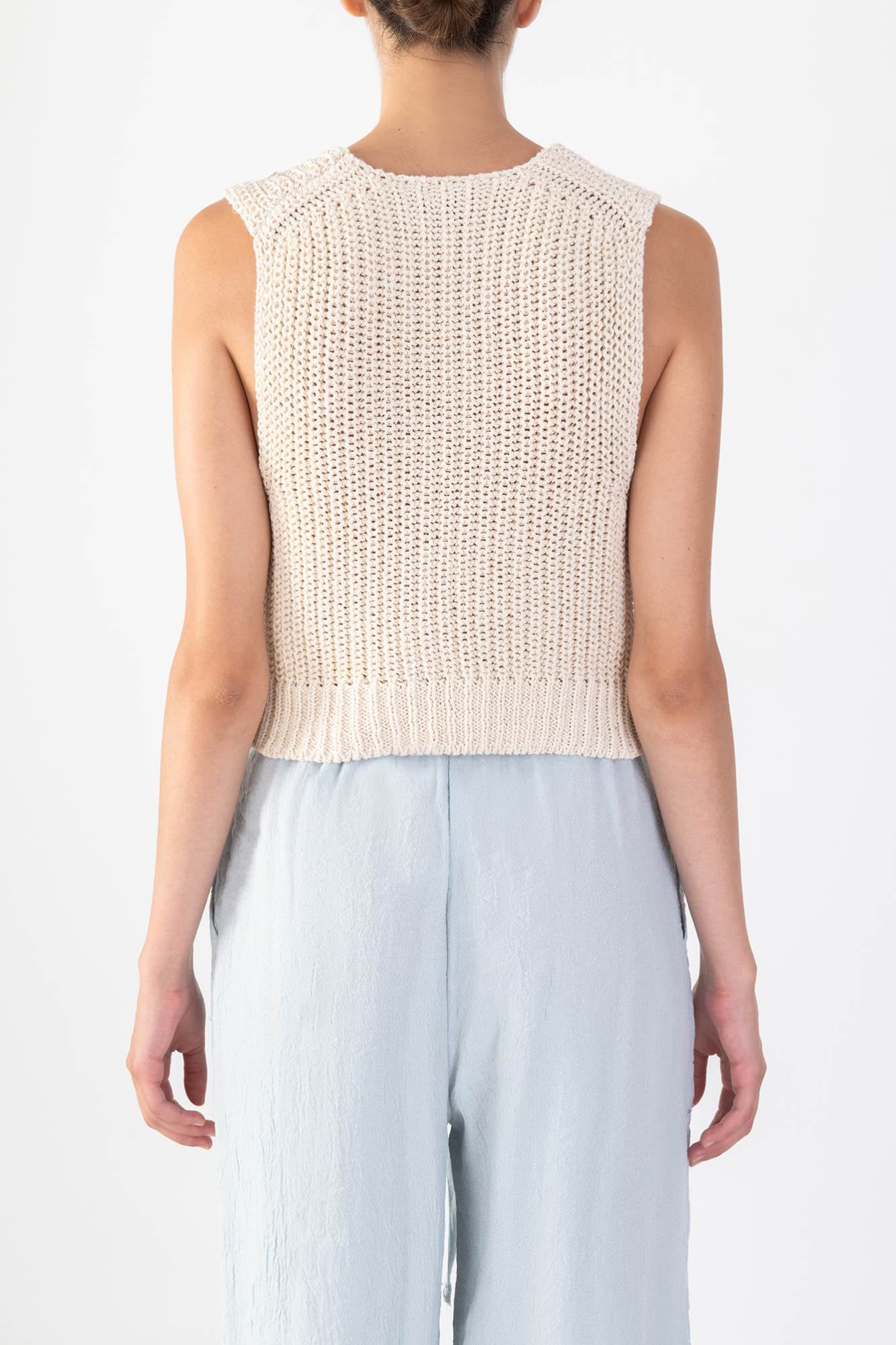 KNIT VEST WITH FRINGE EMBROIDERY