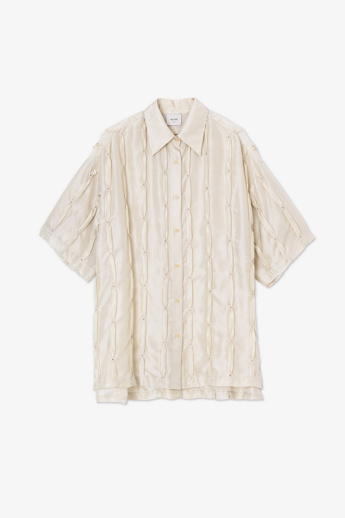 EMBROIDERED SILK OVER SHIRT Rice