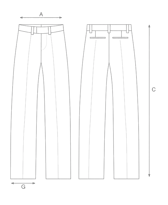 Guida misure WOOL CANVAS TROUSERS