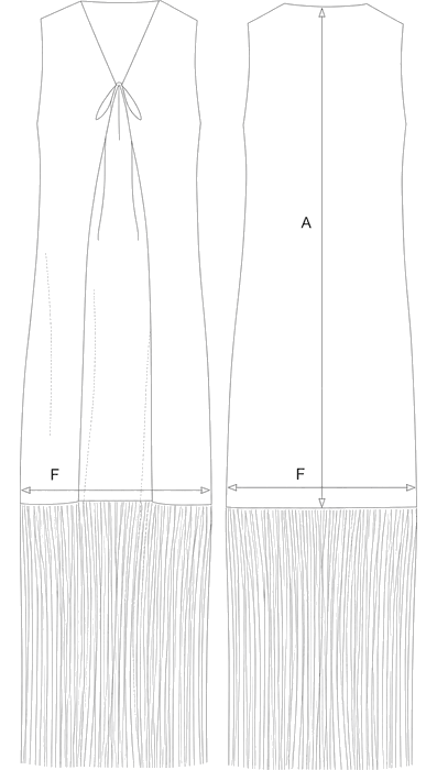 Guida misure LONG VEST WITH FRINGES