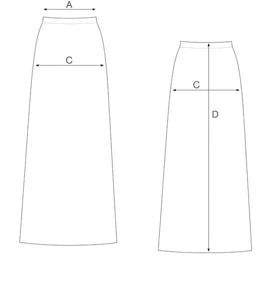 Guida misure SATIN AND LACE MIDI SKIRT