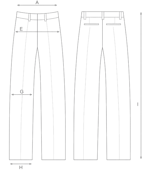 Guida misure WIDE VELVET TROUSERS