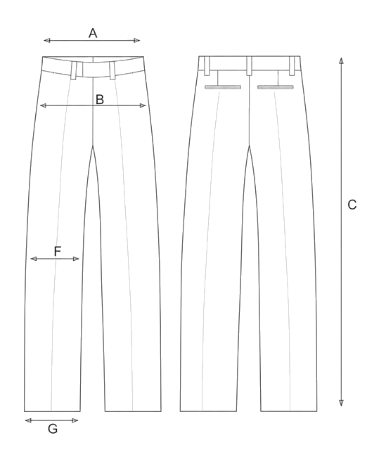 Guida misure WIDE-LEG SATIN TROUSERS