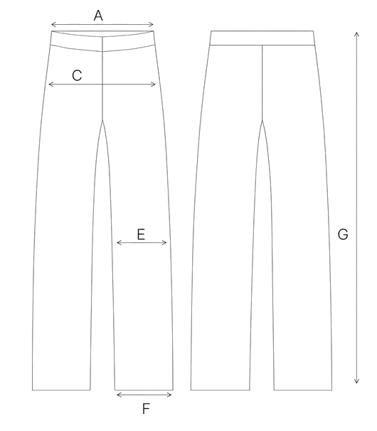 Guida misure PINSTRIPED WOOL TROUSERS