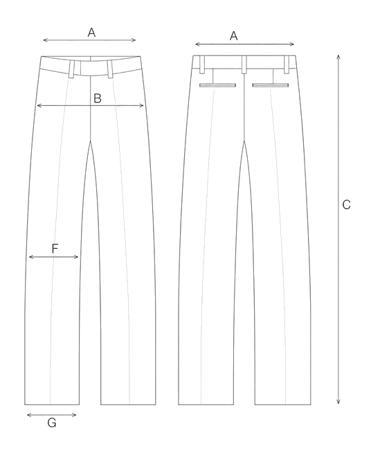 Guida misure STRAIGHT WOOL TROUSERS