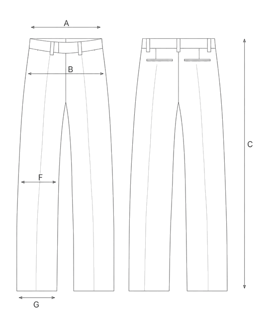 Guida misure 5-POCKET WOOL TROUSERS