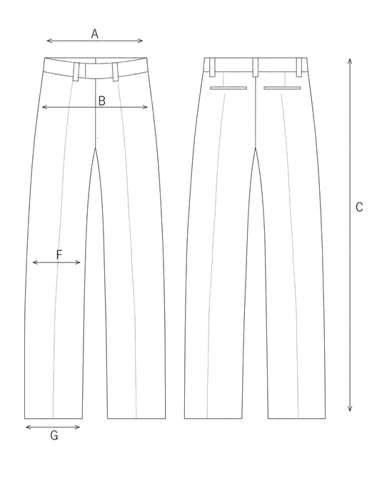 Guida misure WOOL TROUSERS WITH PEPLUM