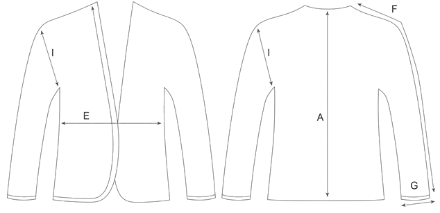 Guida misure COLLARLESS WOOL JACKET