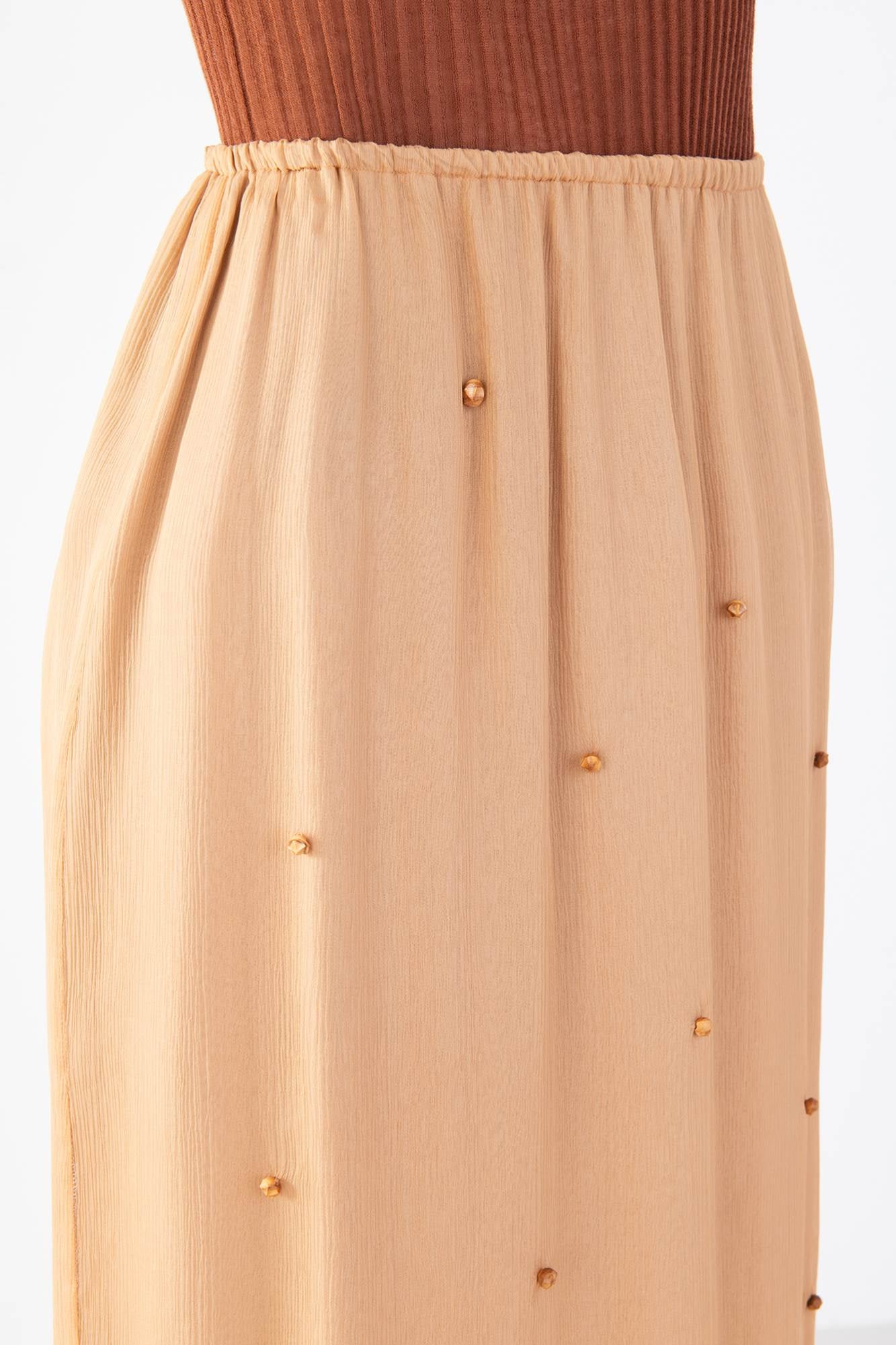 SILK CREPE SKIRT WITH EMBROIDERY