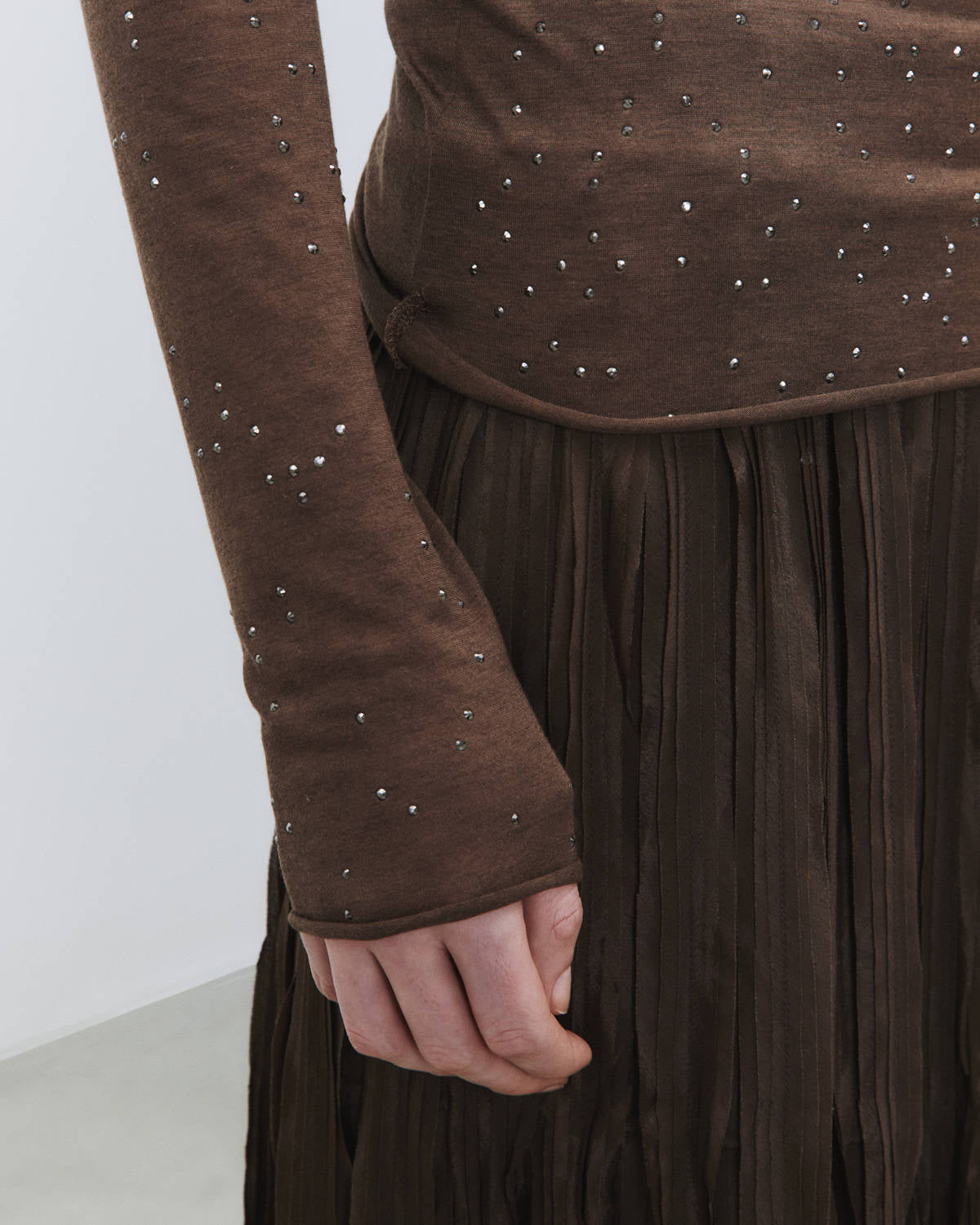 JERSEY SWEATER WITH RHINESTONE APPLICATIONS