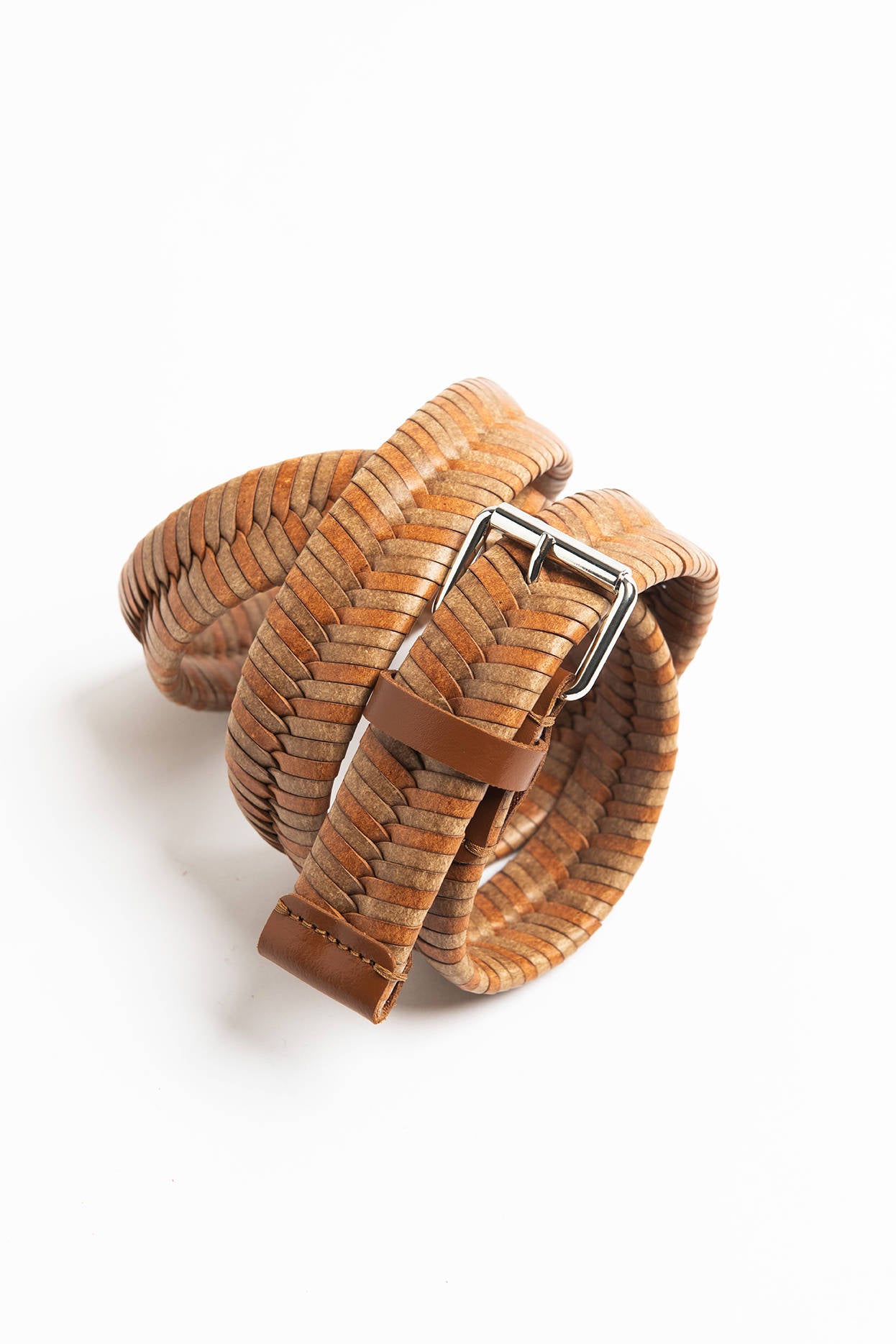 BRAIDED REGENERATED LEATHER BELT Cereal