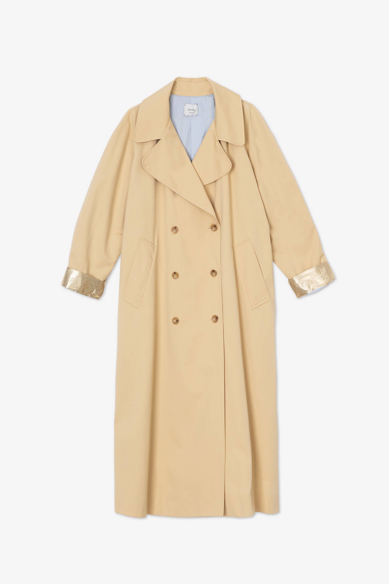 LONG TRENCH COAT WITH GOLD CONTRASTS