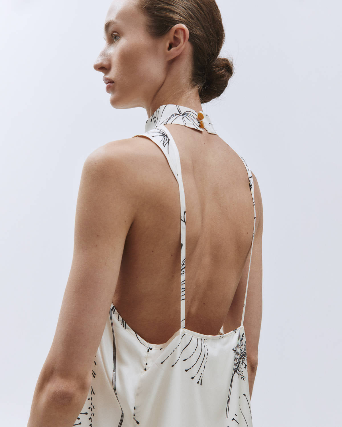 LONG DRESS IN MERINGUE PRINTED SILK