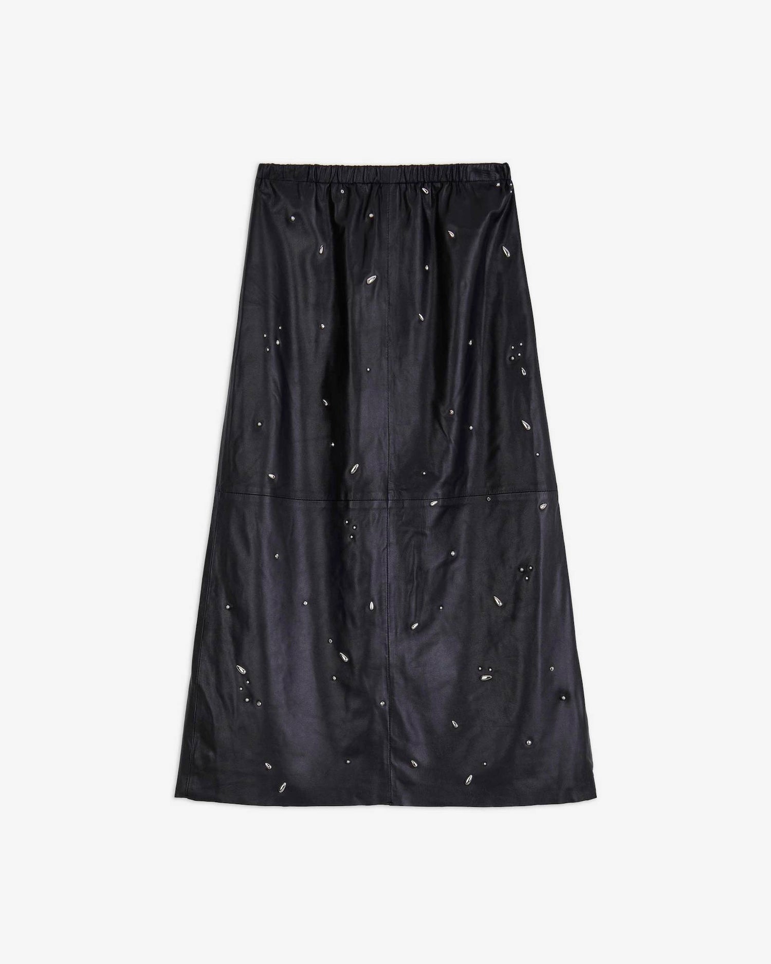 LEATHER MIDI SKIRT WITH APPLIQUES