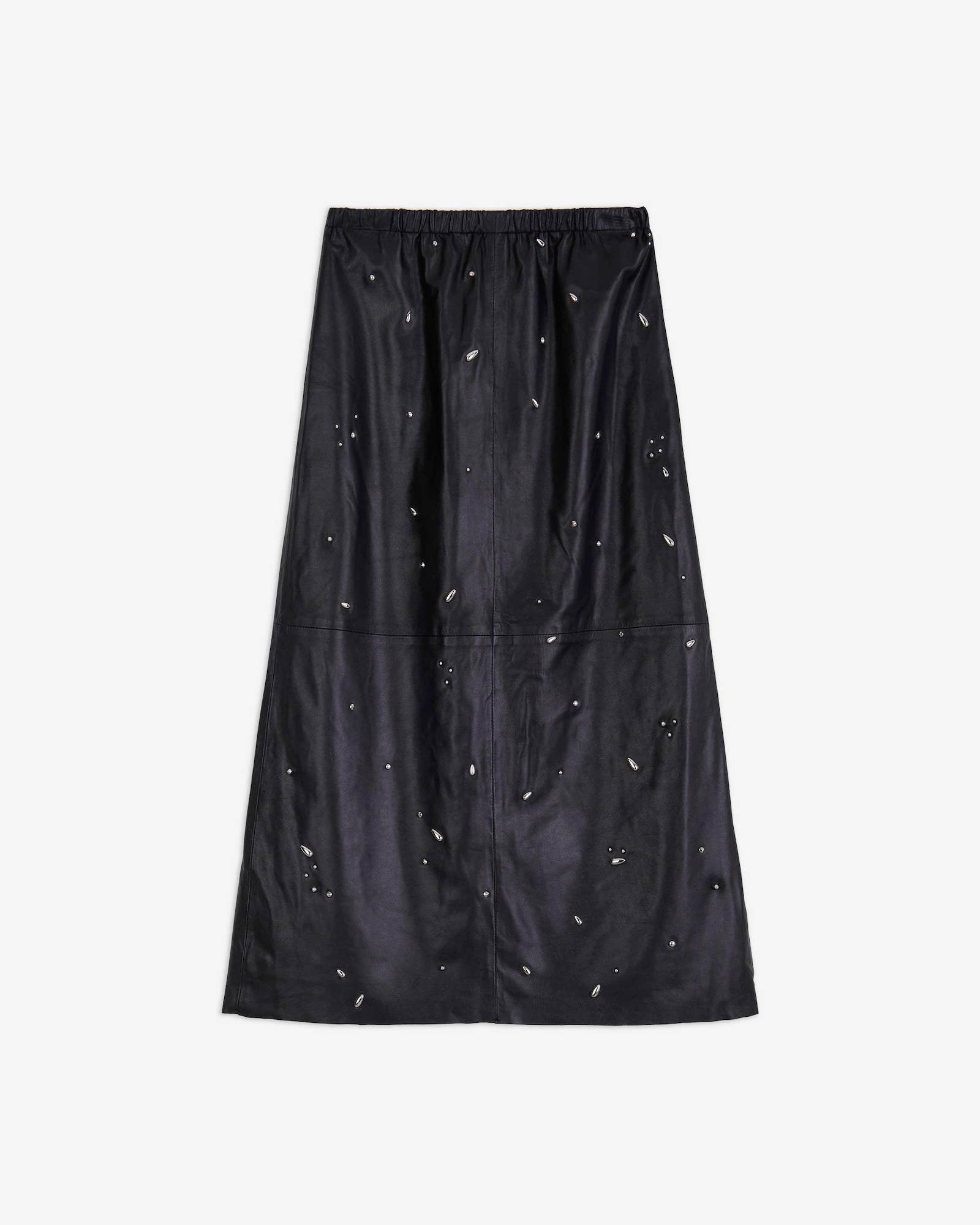 LEATHER MIDI SKIRT WITH APPLIQUES