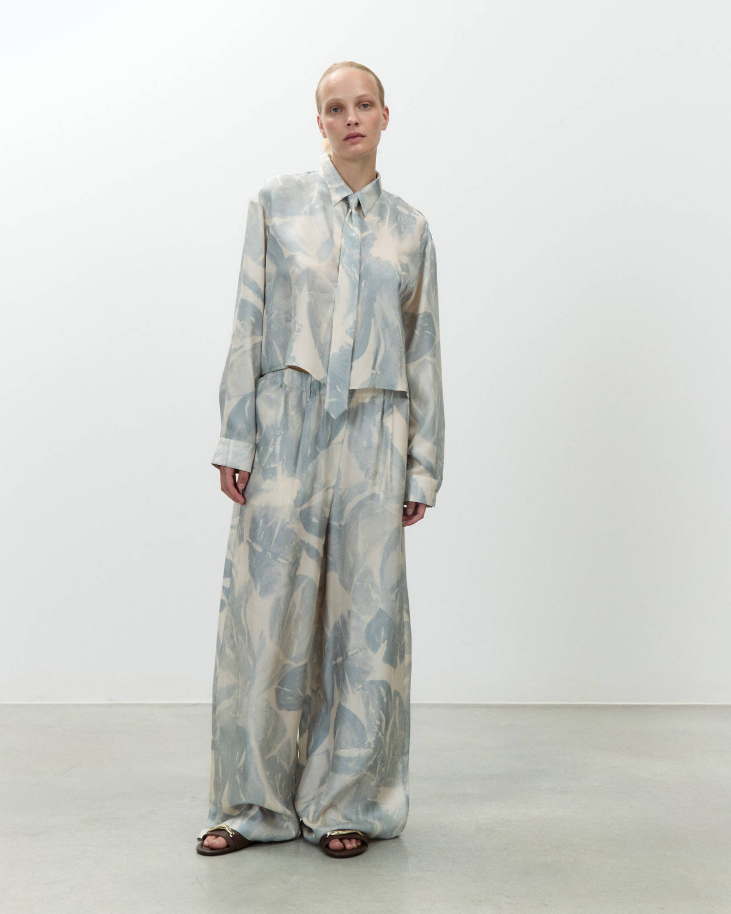 BRUSHED PRINT SHIRT + TIE