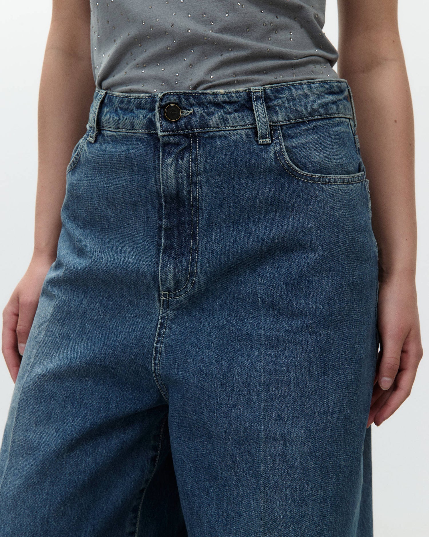 WIDE LEG DENIM PANTS