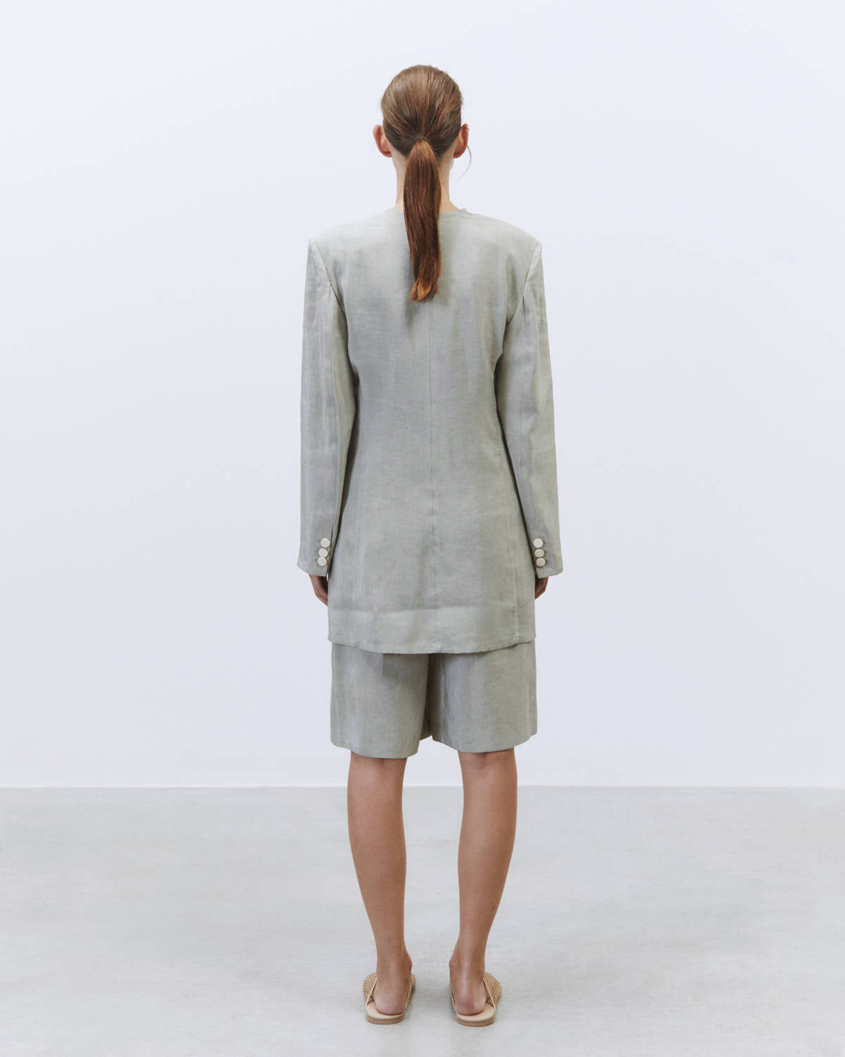 BLAZER WITHOUT COLLAR LINEN Sage