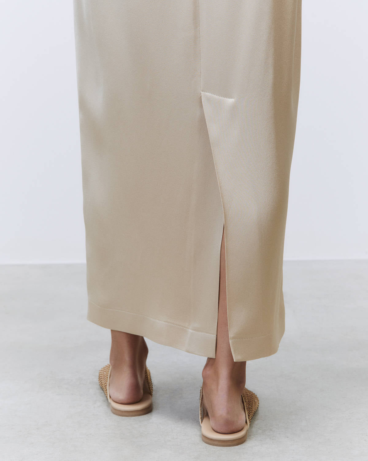 SATIN PENCIL SKIRT Cream