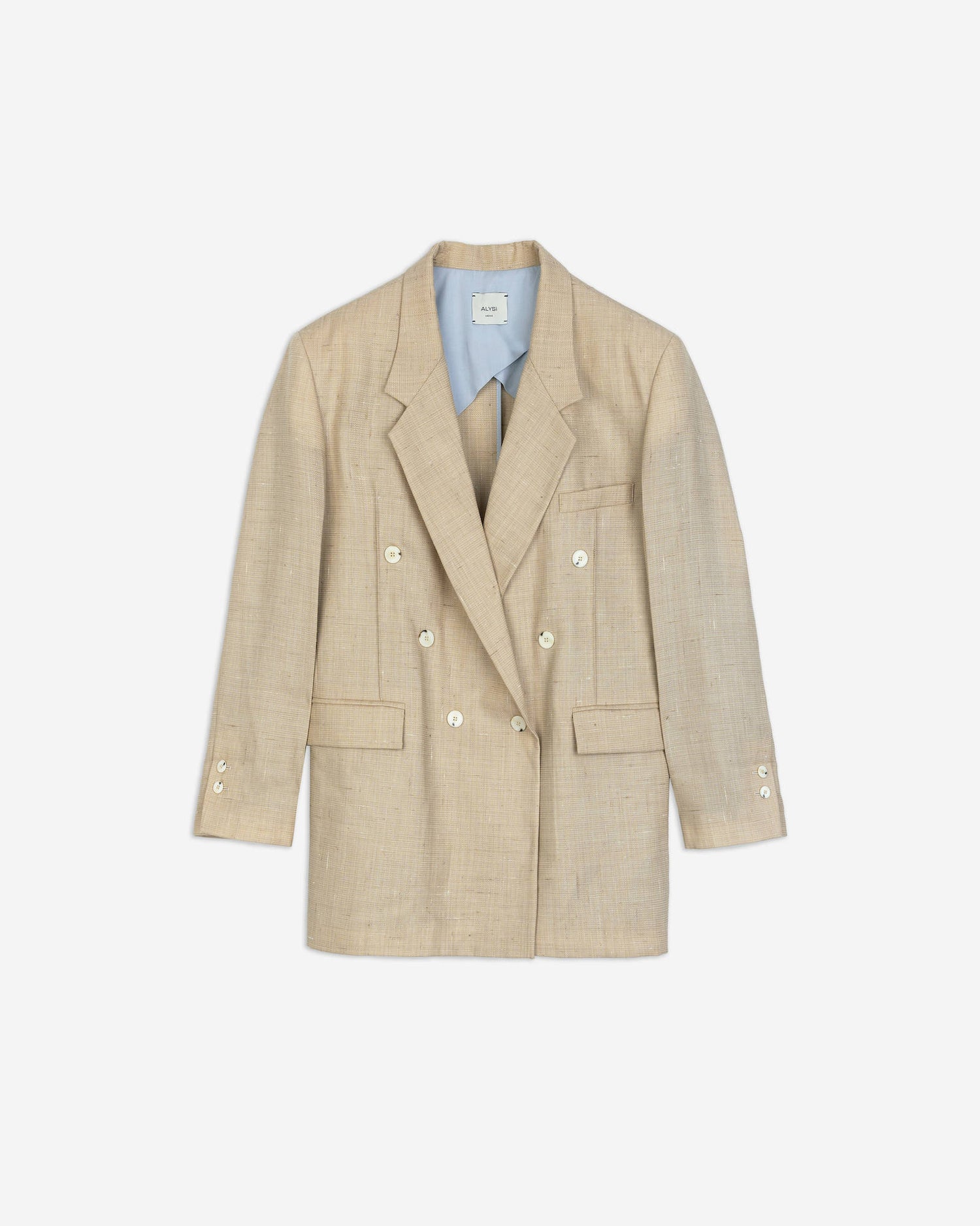 DOUBLE-BREASTED GRISAILLE WOOL BLAZER