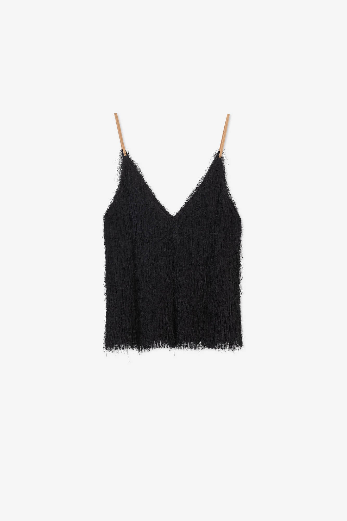 TOP WITH FRINGED FABRIC STRAPS