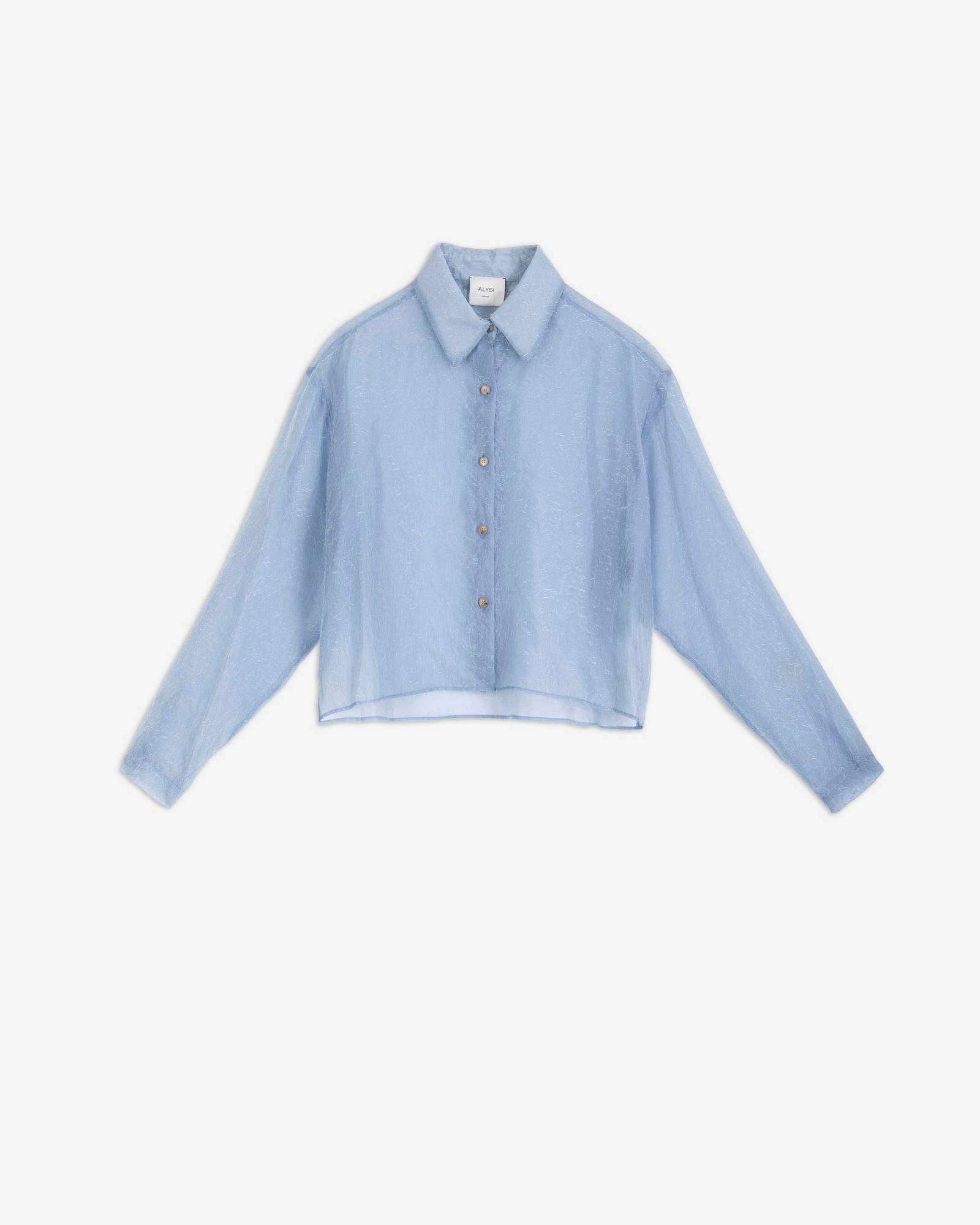 FRINGE-EFFECT ORGANZA BOXY SHIRT