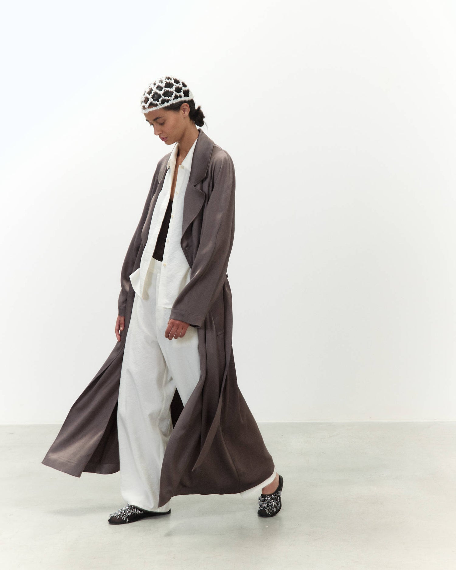 LONG SATIN TRENCH COAT