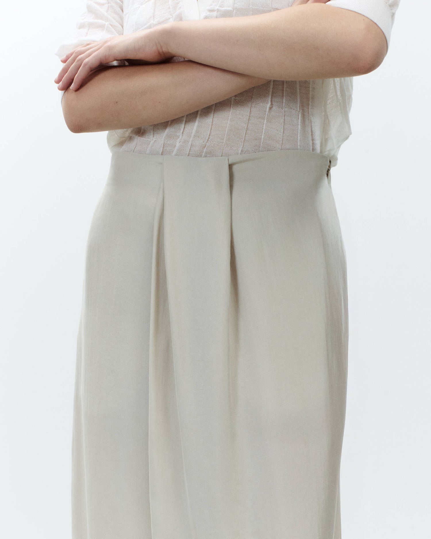 DRAPED SILK TROUSERS