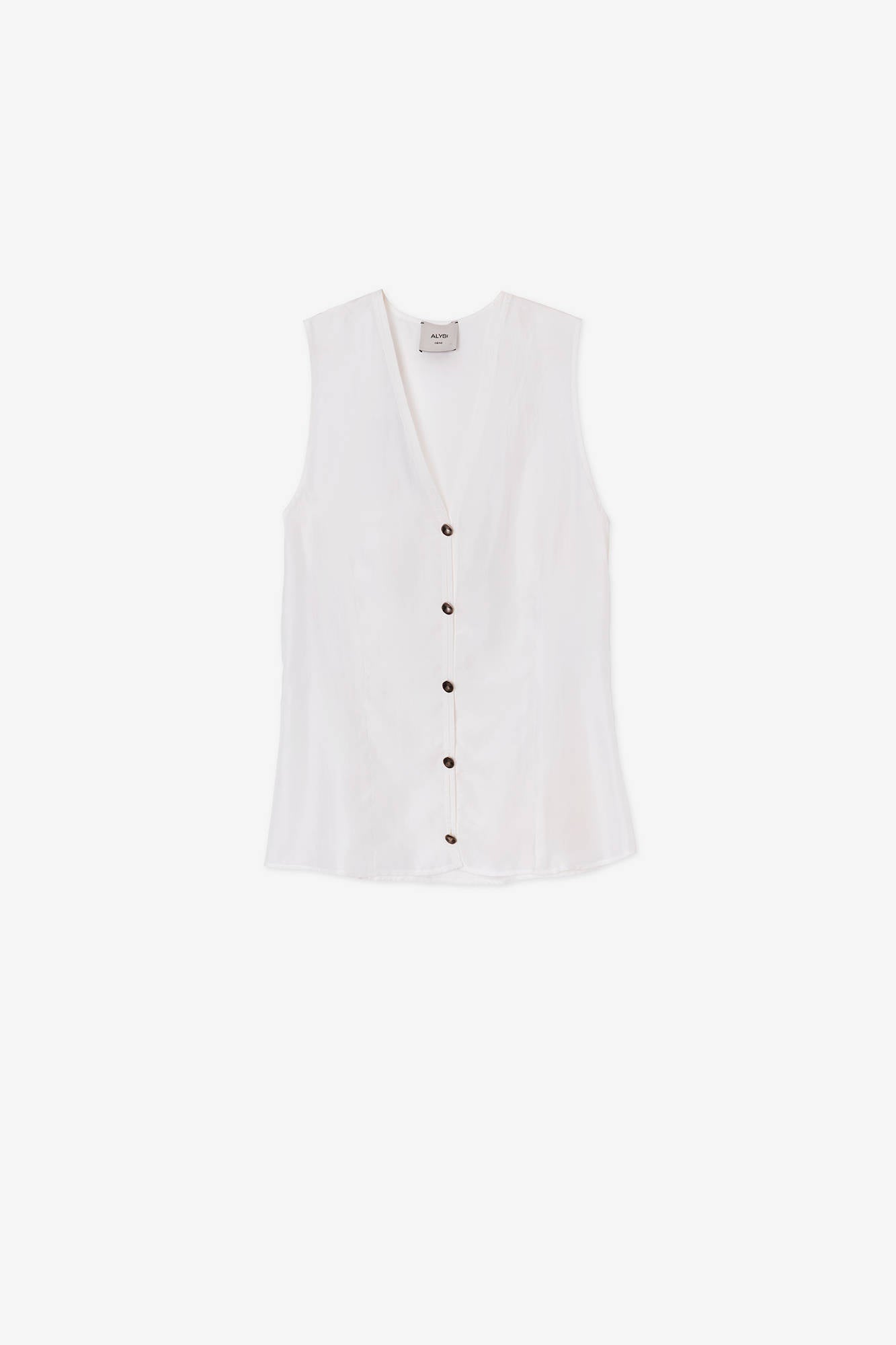 SLEEVELESS BLOUSE ENZYMATED SILK Milk