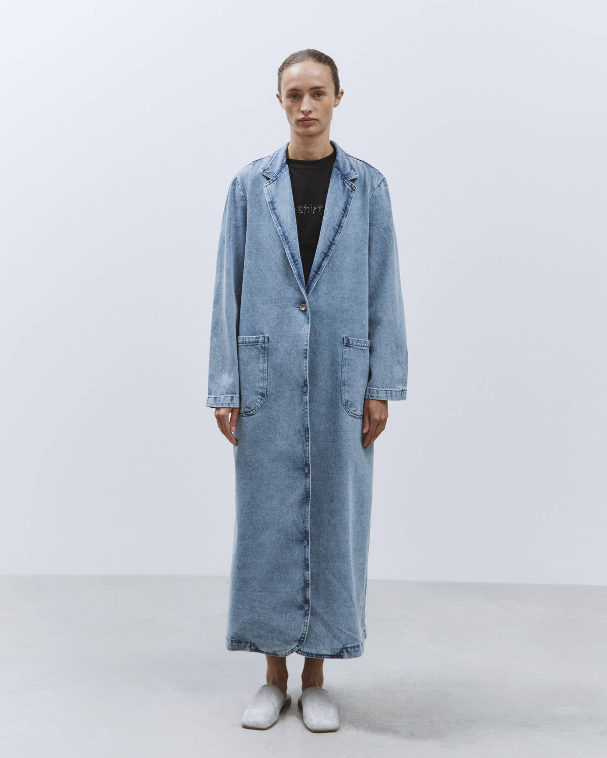 LONG DENIM DUSTER Bleach Blue