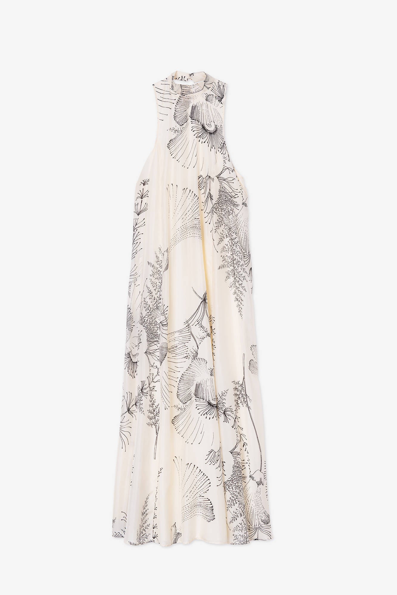 LONG DRESS IN MERINGUE PRINTED SILK