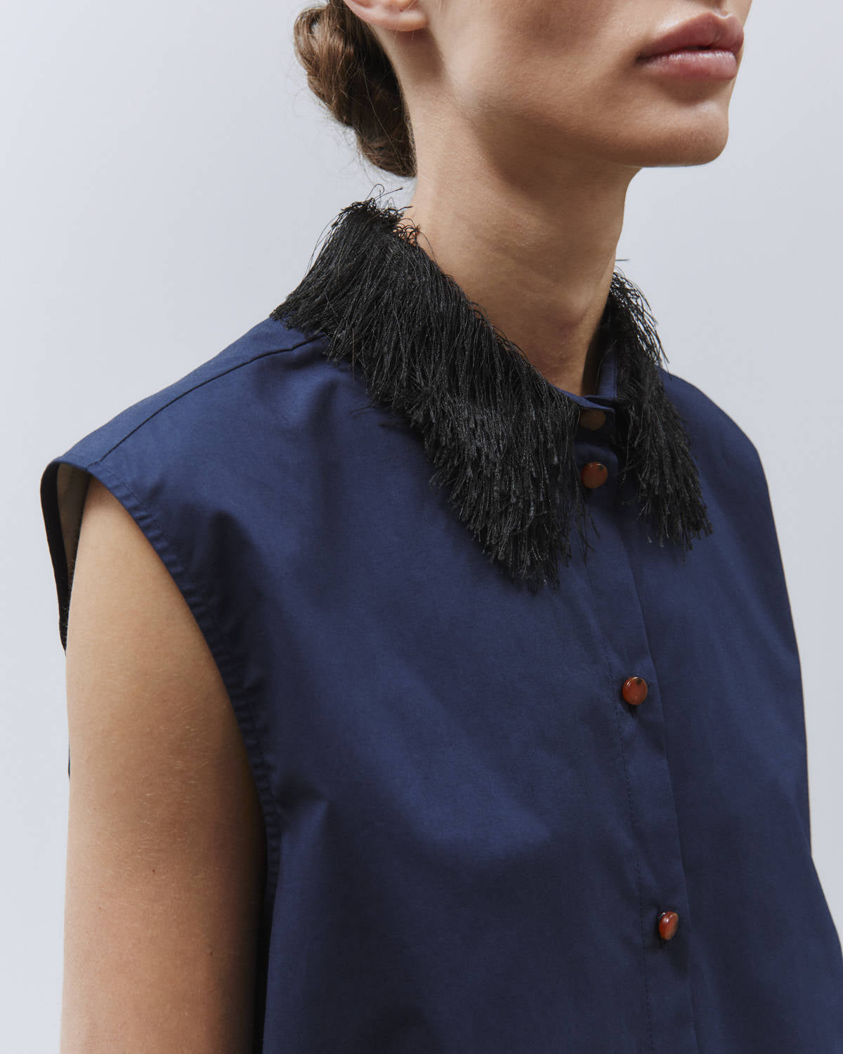POPLIN SHIRT COLLAR FRINGES 