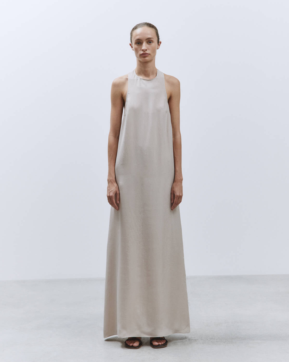 ENZYMATED SILK LONG DRESS