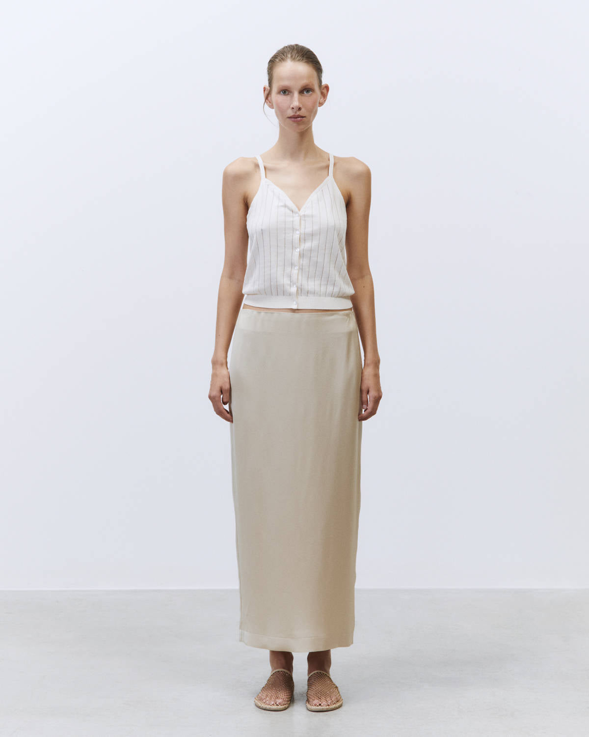 SATIN PENCIL SKIRT Cream