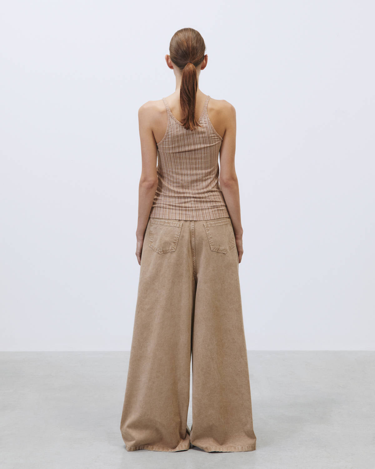 SLIM MICRO STRIPED JERSEY TOP Cereal