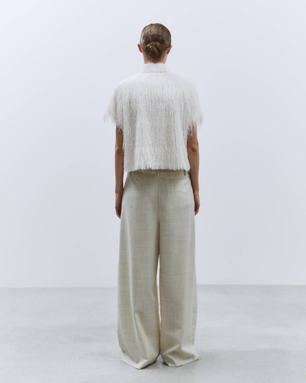 BOXY SHIRT IN MERINGUE FRINGE FABRIC