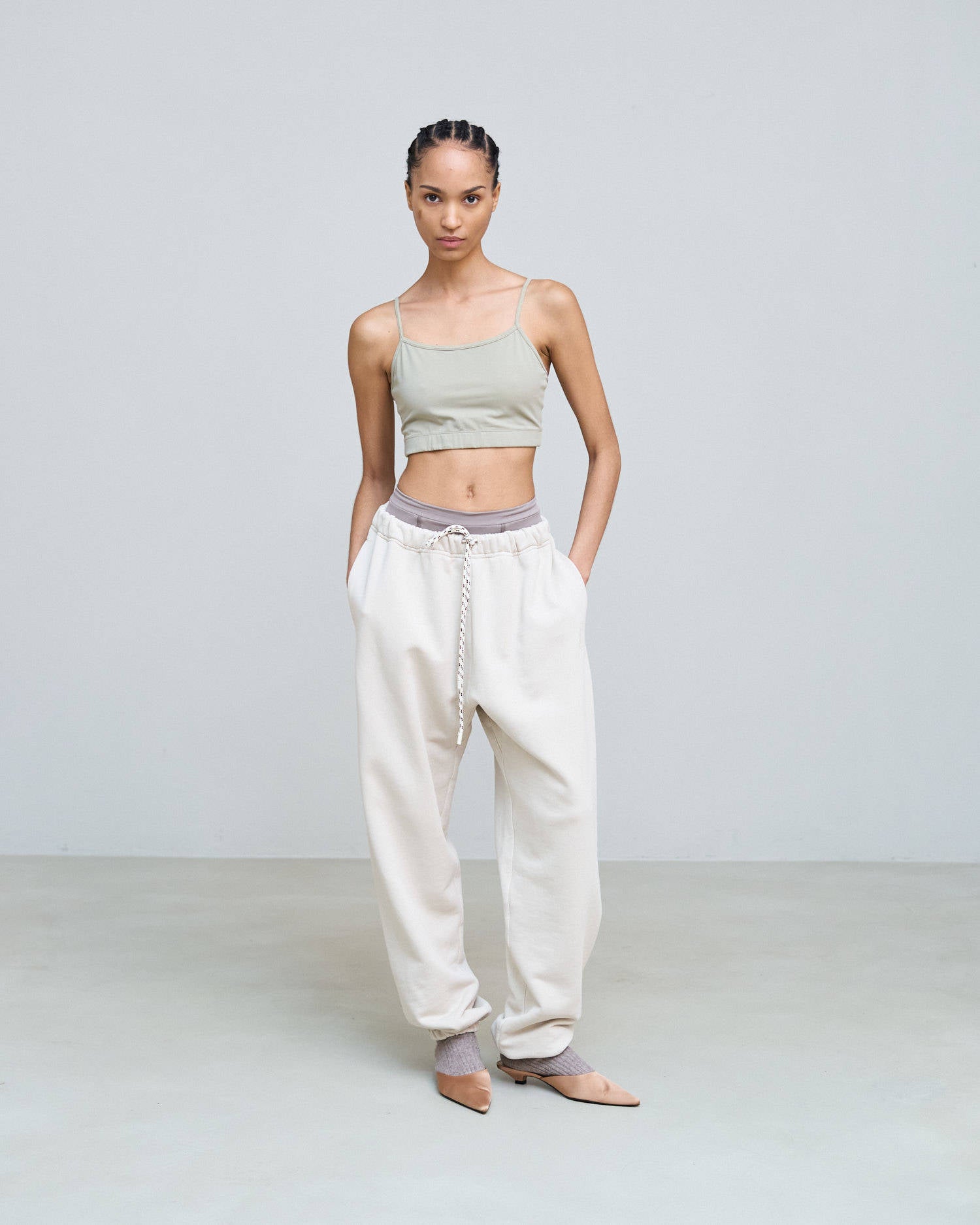 JOGGERS IN SWEATSHIRT WITH EMBROIDERY Sand